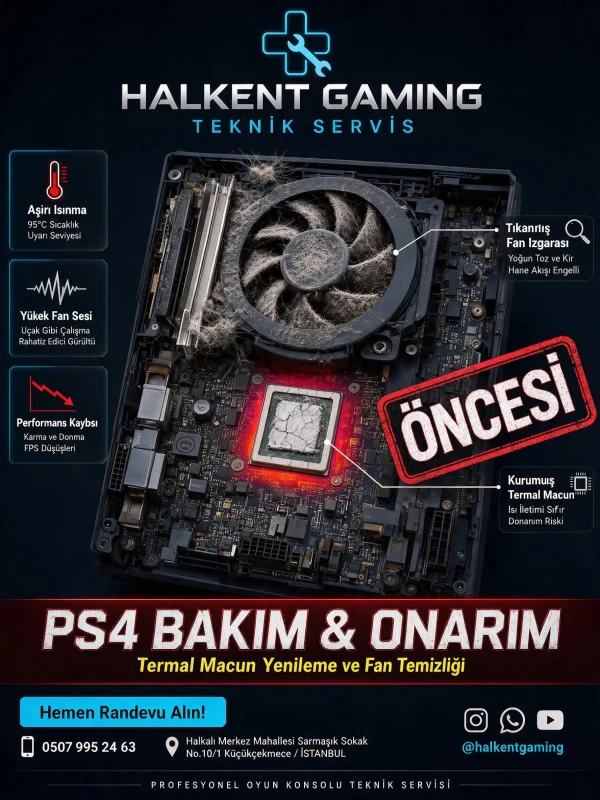 Halkalı PS4 fan temizliği ve termal macun öncesi görünüm